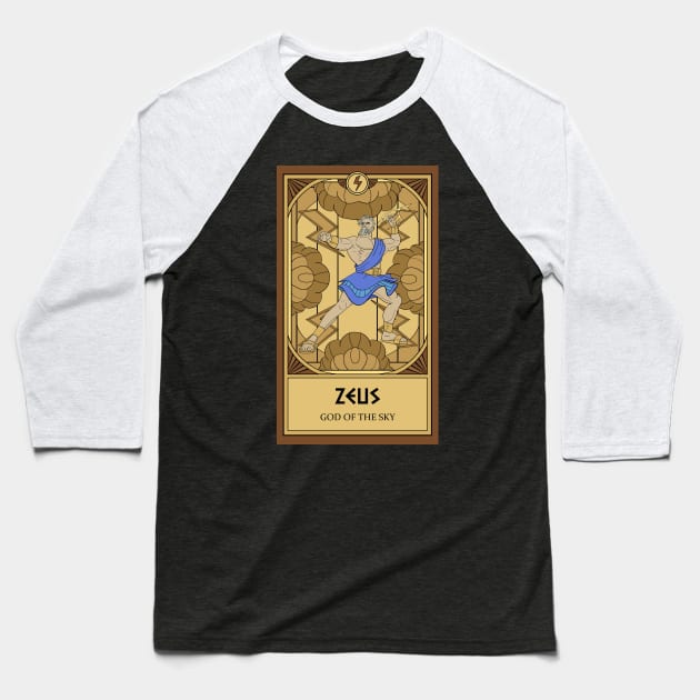 Zeus Tarot Card Baseball T-Shirt by katieclouds